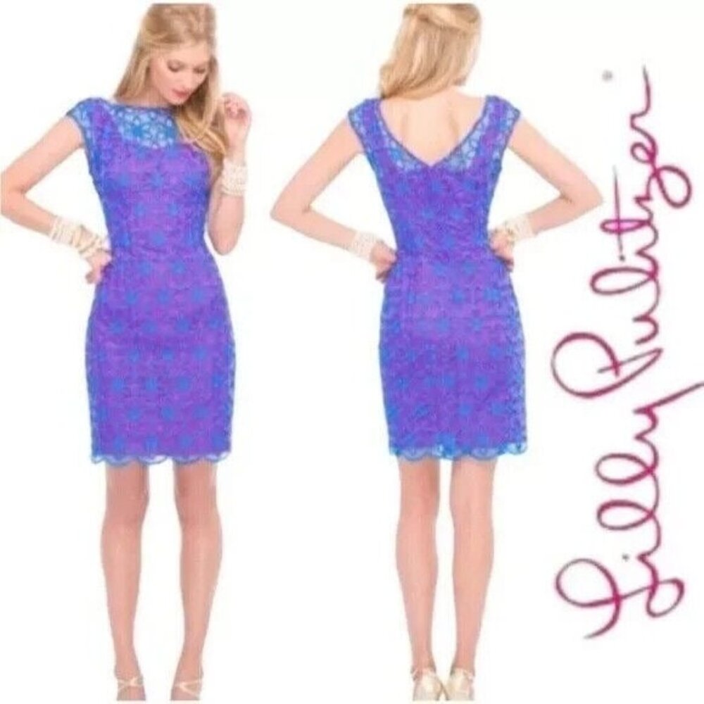 Lilly Pulitzer Purple & Blue Lace Sheath Mini Dress
